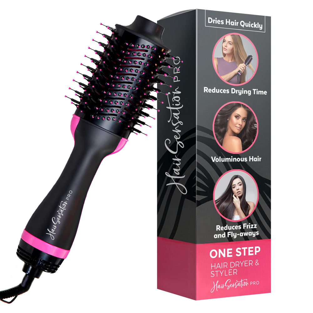 Hair Sensation Pro blow dryer brush in hands-on use delivering volume and shine