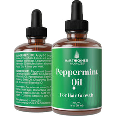 Hair Thickness Maximizer peppermint oil 1oz bottle ready for daily hair care.