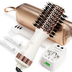 Hair Trends travel dual-voltage hair dryer brush compact for travel-ready styling on the go.