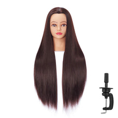 Hairingrid dark brown hair detail on training head.