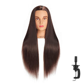 Hairingrid mannequin head 26-28 brown close-up for realistic training and styling.