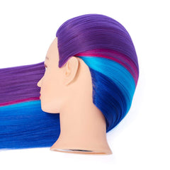 Hairingrid multicolor fiber detail highlights vibrant practice hair for styling.