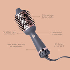 Hairitage Ceramic Tourmaline Technology evenly distributes heat for reduced frizz and shine.