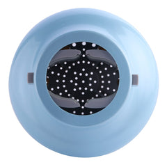 Hairizone diffuser blue in-use curly hair demonstrates frizz reduction and defined waves.