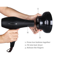 Hairizone diffuser side-dispersion highlights gentle air distribution for frizz reduction