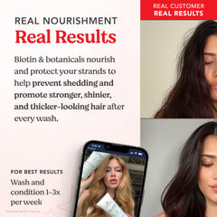 HAIRtamin conditioner packshot reveals volumizing formula for fuller hair.
