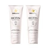HAIRtamin shampoo bottle closeup shows color-safe formula for treated hair.