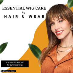 HairUWear conditioner bottle front for detangling and fiber protection