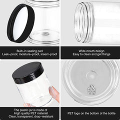 Hajoyful clear jar features wide mouth for easy filling and viewing contents.