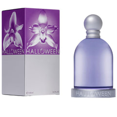 Halloween eau de toilette bottle closeup shows floral marine scent for daily elegance