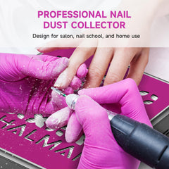 Halmai Nail Dust Collector side profile highlights portability between stations.
