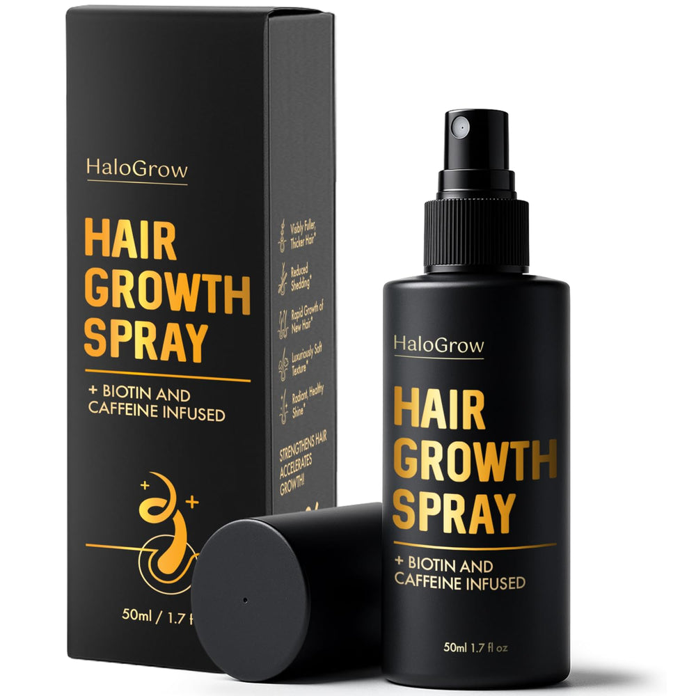 HALOGROW hair-growth-serum-spray-bottle shows targeted scalp delivery for fuller-looking, shinier hair.
