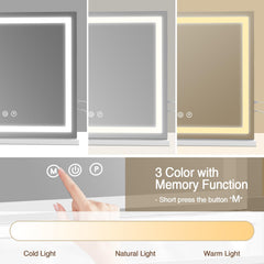 Halumao large lighted mirror desk setup with USB charging while you primp