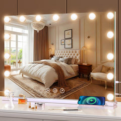 Halumao vanity mirror with lights front view for precise makeup