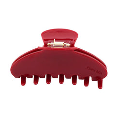 Hana Mia luxury red claw clip close-up highlights lightweight design for comfortable daily wear