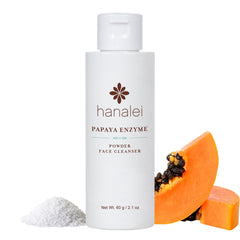 Hanalei Papaya Powder Cleanser packaging shows travel-friendly design for on-the-go skincare