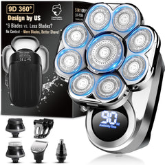 Handsomenemen 9D floating head closeup shows contour-following for a smooth, comfortable shave.