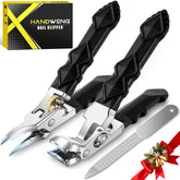 HANDWENG toenail clippers with angled head offer precise cutting for thick nails.