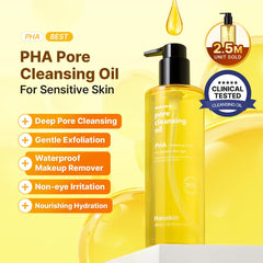 Hanskin Pore Cleansing Oil texture gel shows gentle cleansing in action.