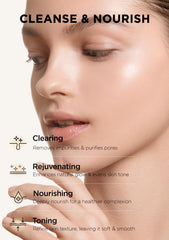Hanskin Vitamin C Glow Powder Cleanser papaya enzyme image highlights gentle exfoliation for smoother texture