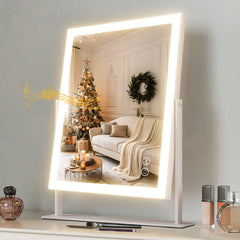 Hansong vanity mirror with lights provides bright framing for precise makeup.