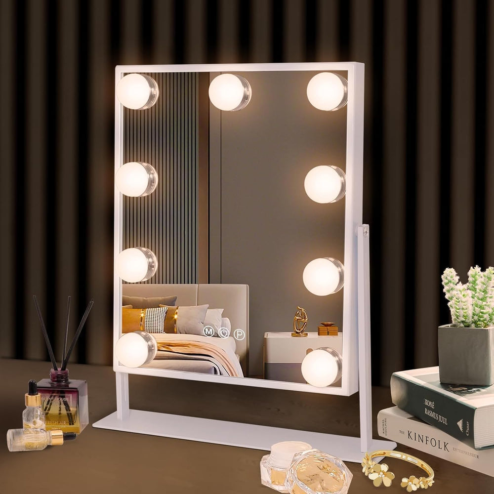 Hansong vanity mirror with lights front view for quick, natural-looking makeup