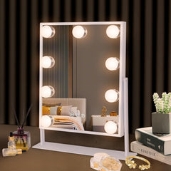 Hansong vanity mirror with lights front view for quick, natural-looking makeup