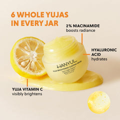 Hanyul Yuja Sleeping Mask Yuja Oil capsules releasing refreshing citrus scent during application