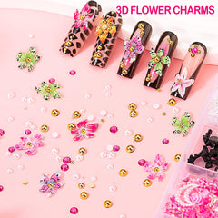 Haozher flat-back rhinestones and pearls close-up for seamless nail adhesion