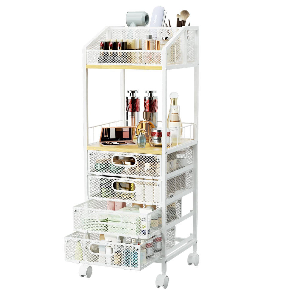 HapiRm makeup organizer top compartments keep brushes and perfumes neatly sorted for quick access.