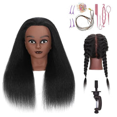 HAPOWELL 18-inch real hair doll head full view for realistic braiding practice