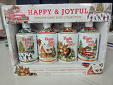 Happy & Joyful balsam fir bottle offers festive scent for hand washing.