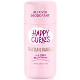 HAPPY CURVES all-over deodorant bottle for head-to-toe freshness and odor protection.