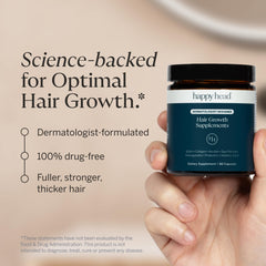 Happy Head capsules closeup ready-to-take daily hair growth vitamin.