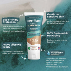 Happy Ocean SPF 45 face application shows quick, lightweight protection for daily outdoor routines