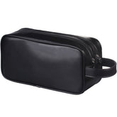 HappyDavid soft PU leather toiletry bag with open view showing roomy interior for easy grooming on trips