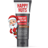 Happy Nuts Comfort Cream packaging showing aluminum-free protection for active men.