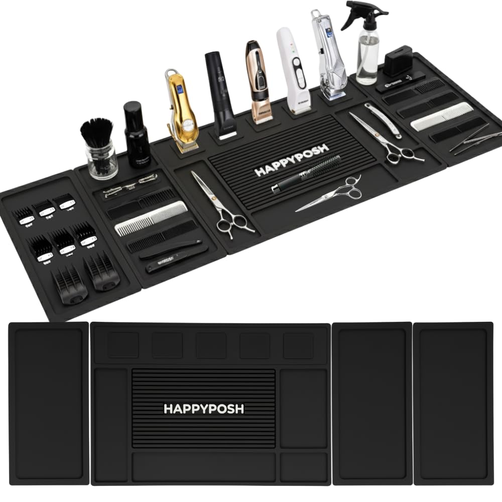 HAPPYPOSH magnetic barber mat base keeps clippers secure during busy cuts