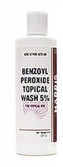 Harris Pharma benzoyl peroxide wash bottle targets acne-prone skin for clearer skin
