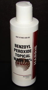 Harris Pharmaceuticals Benzoyl Peroxide 10% Acne Wash bottle demonstrates a potent cleanser for acne-prone skin.