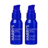Harry's Hydrating Night Lotion bottle closeup shows lightweight, non-greasy night hydration.