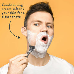 Harrys Shaving Cream foam lather close-up demonstrates smooth razor glide