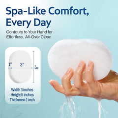 HartFelt bath sponge reaches back and arms for even coverage.
