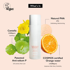 HARUHARU Wonder Centella 3% PHA with orange fruit water for radiant effect.