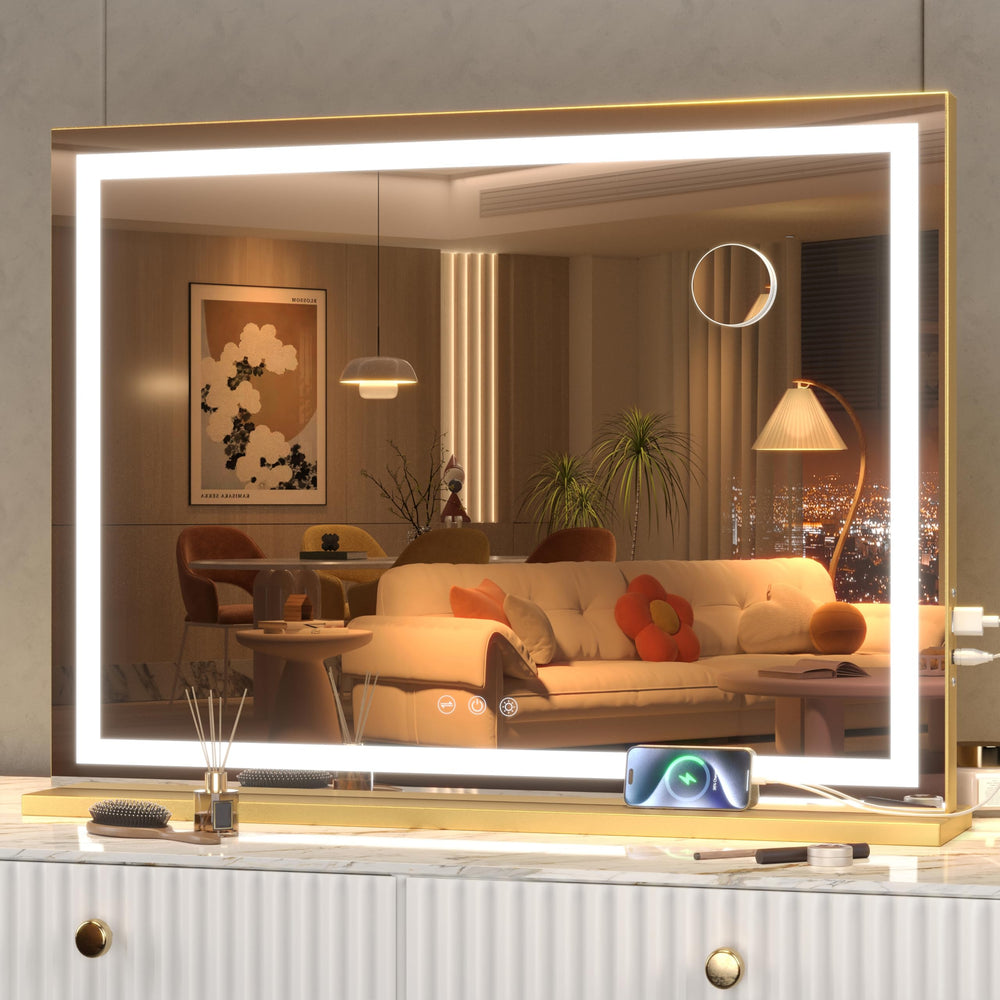 Hasipu vanity mirror front view with lights for precise makeup application