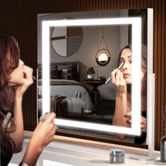 Hasipu vanity mirror phone holder keeps tutorials in view while applying makeup