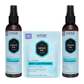 HASK Argan Oil 5-in-1 Leave-In Bottle delivers detangling and shine.