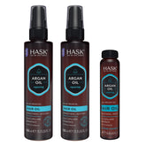 HASK Argan Repairing Hair Oil bottle nourishes dry strands for silkier texture