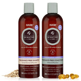 HASK Sensitive Care Shampoo bottle front—fragrance-free cleansing for sensitive scalps.