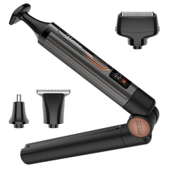 Hatteker upgraded men's electric back shaver with LED display showing battery level.